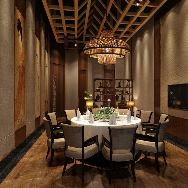 KashiLight Japanische Vintage Bambus-Pendelleuchte | Natürlicher Stil | 1-Flammig