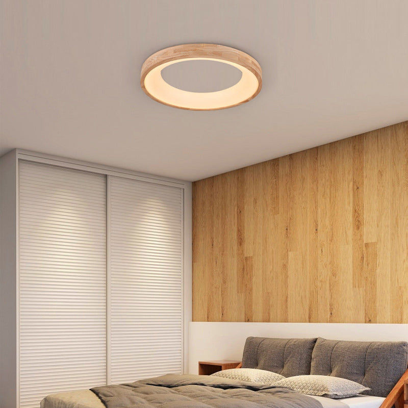ScandiAura Holz LED Deckenleuchte | Minimalistisches Runddesign | Warmes Licht | Energiesparend