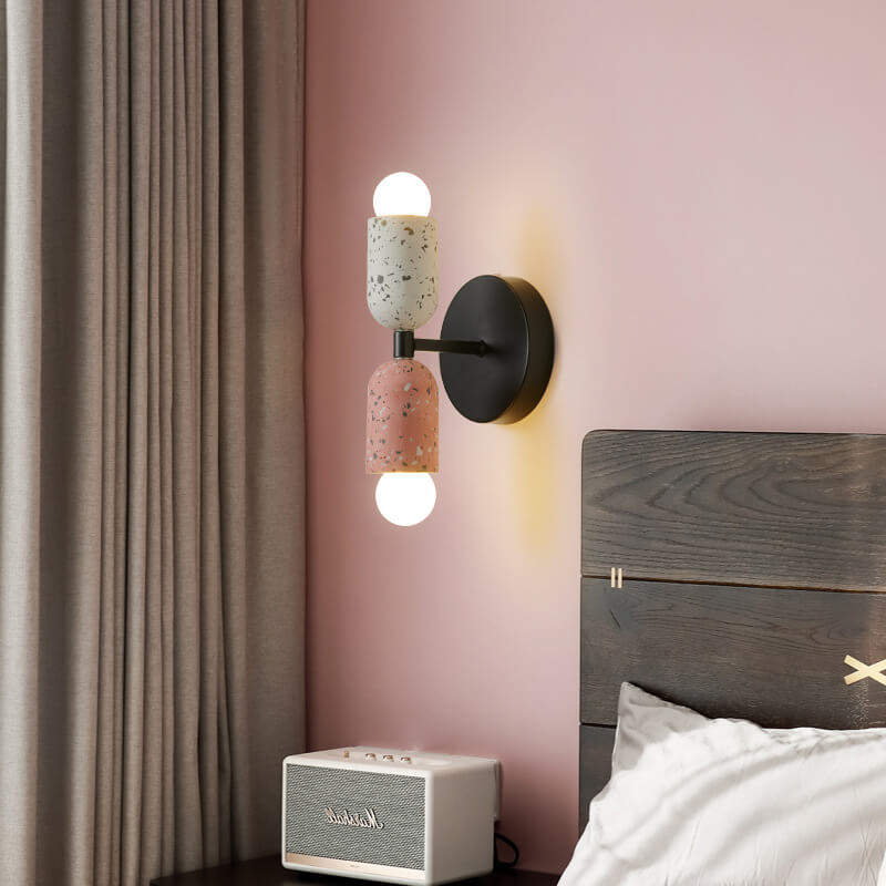 Zenolux Japanisches Wabi-Sabi Design Wandleuchte | Eisen & Zement | 2-Licht Lampe | Perfekt für moderne Innenräume