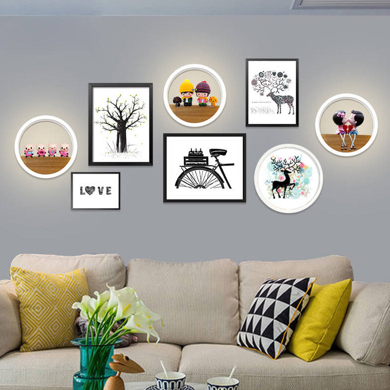 Lumoshelf LED Wandleuchte | Massivholz mit Ablage | Runde Wandlampe | Warm- & Weißlicht