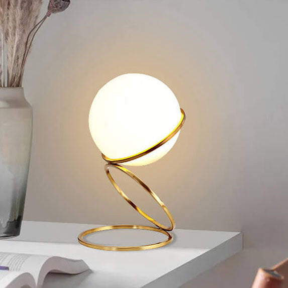 SpiraLume Kreative Tischlampe | Glas-Kugeldesign | Spiralfuß | Moderne Beleuchtung für Zuhause