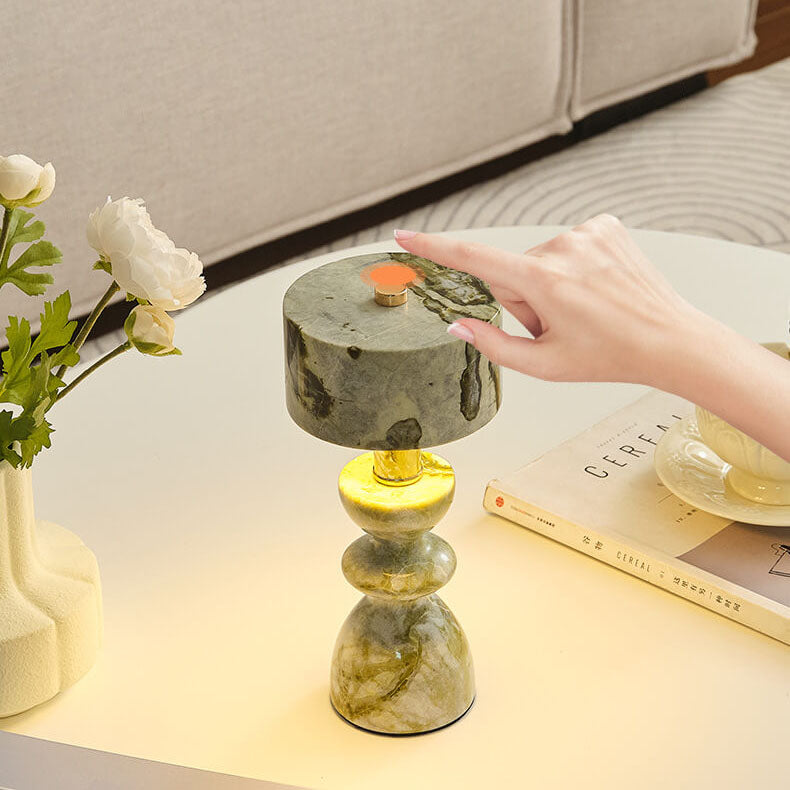 LumiIron Minimalistische LED Tischlampe mit Marmorfuß | USB-Anschluss | Dekorative Beleuchtung | Weiß, Orange, Grün, Translucent Weiß