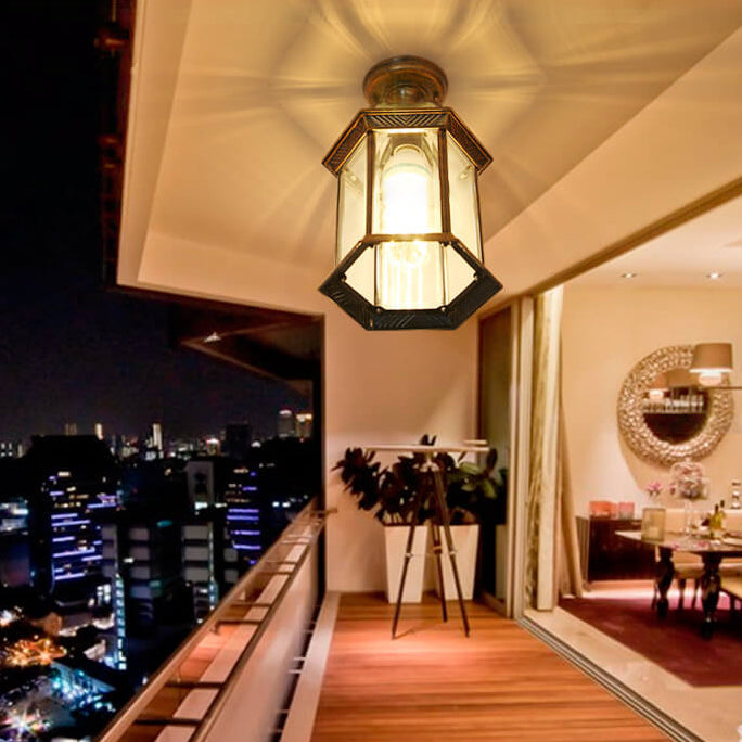 HexaLux Außenlaterne Deckenleuchte | Wasserdicht | Hexagonales Design | Semi-Aufbau-Montage