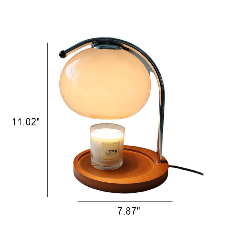 Melva Vintage Glasdom-Lampe mit Holzsockel | Schmelzendes Wachs | Dimmer | Stimmungslicht | Deko für Zuhause