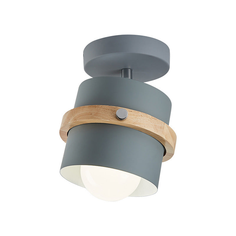 Cylindra Nordic Deckenleuchte | Halbzylinder-Design | Holz & Metall | Für Flur & Wohnbereich | 1-flammig