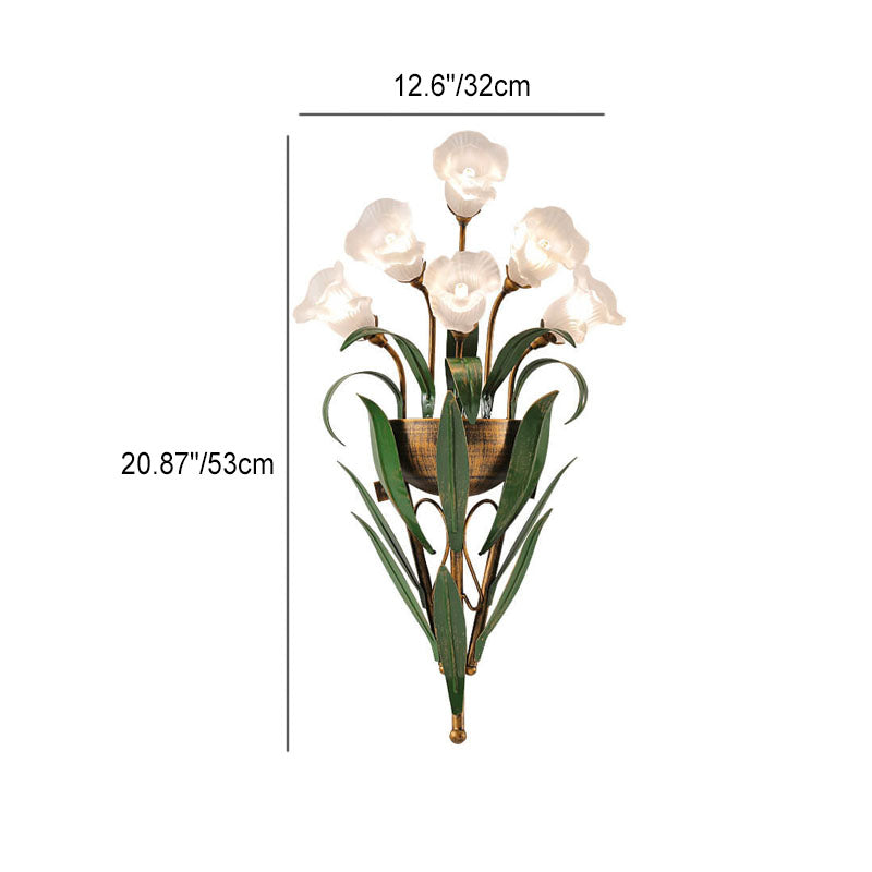 FloraLux Wandlampe | Modern Minimalist Design | 6/10-flammig | Glasblüten | Dekorative Beleuchtung