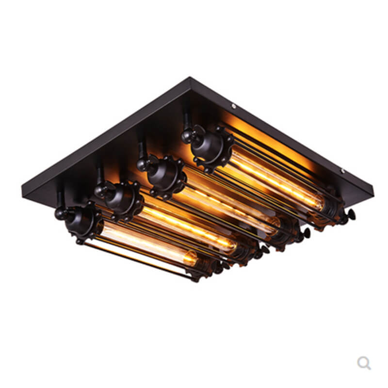 IronLuxe Industrielle Deckenleuchte | 4-flammig | Glas- & Eisenstreifen | Nostalgisches Design | Für Wohnzimmer & Esszimmer