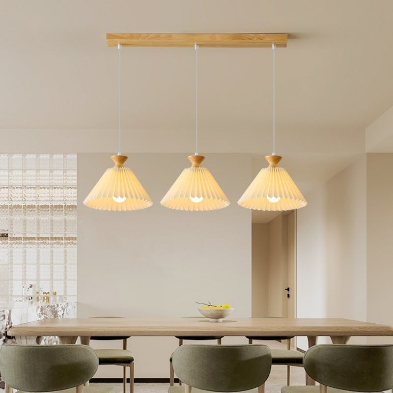 WoodLoom Nordic Pendelleuchte | Faltkegel-Holzdesign | 1/3-flammiger Kronleuchter | Inselbeleuchtung