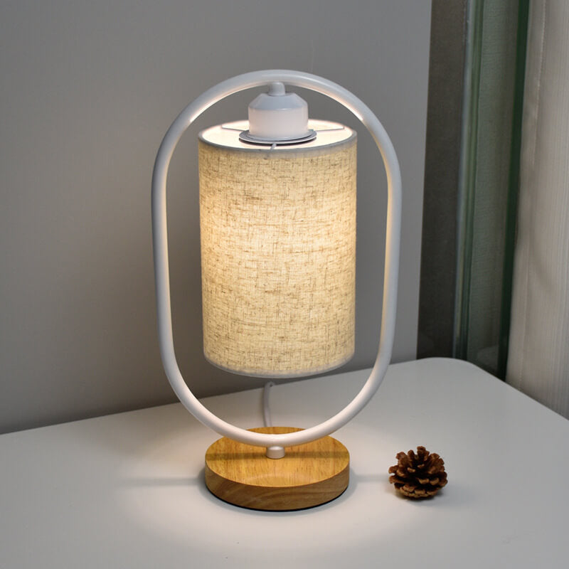 LinoLux Nordic Tischlampe | Dimmbar | Leinenschirm | LED Beleuchtung für Zuhause