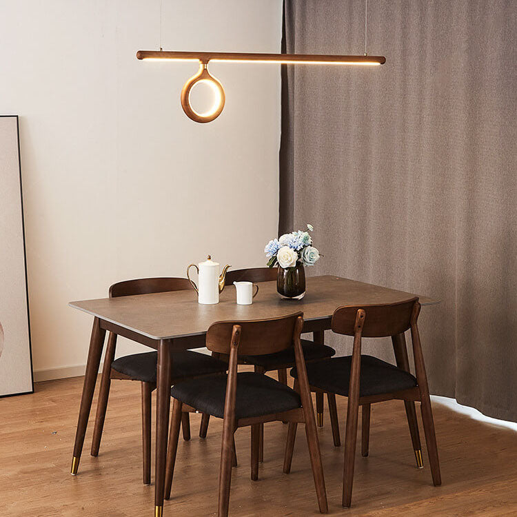 KuroLume LED Holzleuchter | Japanisches Design | Moderner Holzstreifen-Kronleuchter | Warmweiß & Kaltweiß