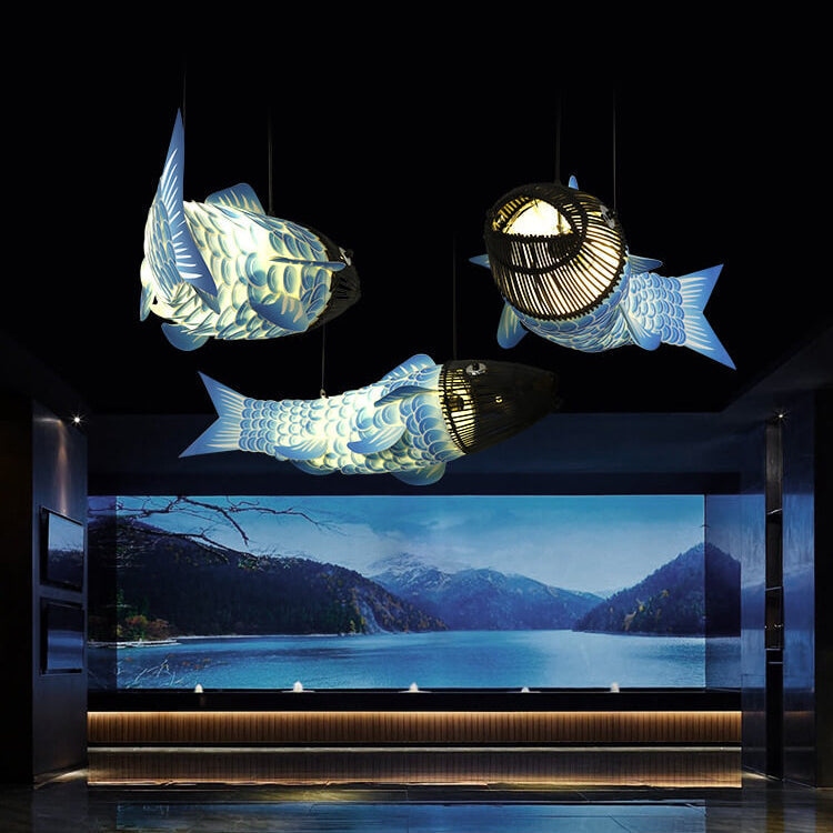 KoiLuxe Chandelier | Traditionelles chinesisches Design | Iron & PVC | Esszimmerbeleuchtung