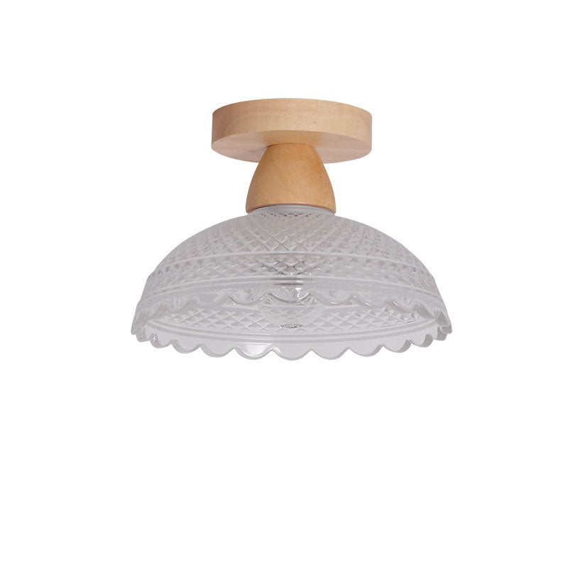 Logra Japanese Minimalist 1-Licht Semi-Flush Mount Deckenleuchte | Holz & Glas | Stimmungslicht | Deko für Zuhause