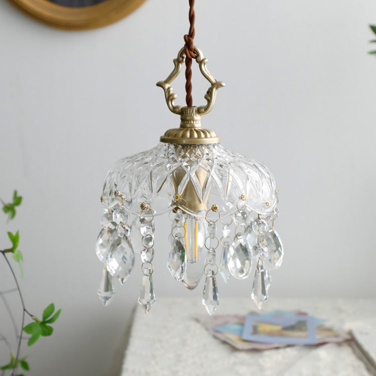 LumiFlora Vintage Kristall Pendelleuchte | Blumendekor | 1-Licht | Verschiedene Größen | Elegante Beleuchtung