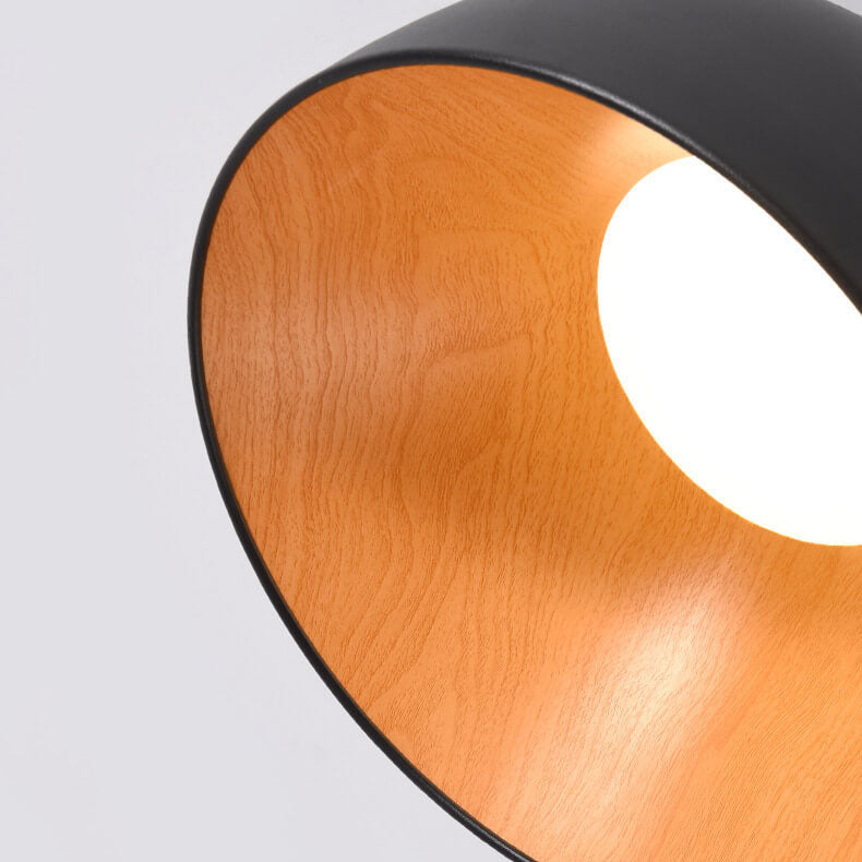 WoodAura Minimalist LED Deckenleuchte | Holzschale | Eisen | Flach- & Schrägdesign | Warmes & Weißes Licht | Modern & Stilvoll