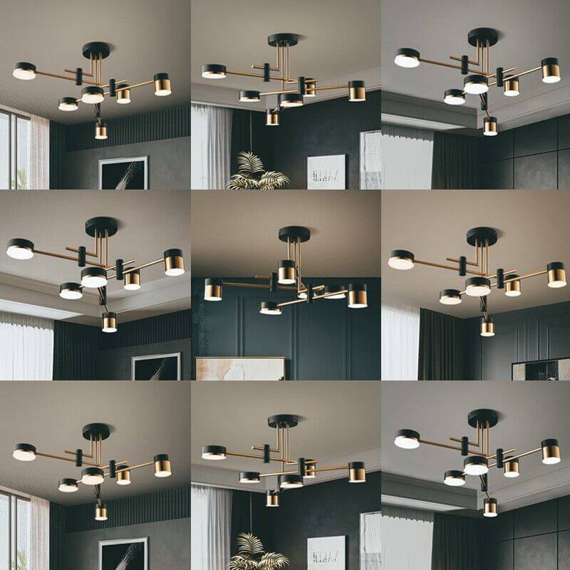 ZenithGlow Minimalistische Deckenleuchte | Schwarz-Gold Design | 4-8 Lichter | Halbaufbau-Leuchte