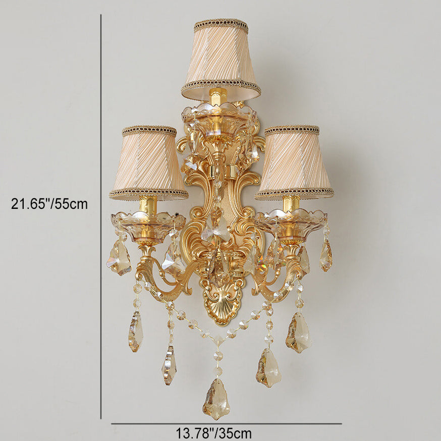 CandeLuxe Europäisches Kristall Wandkandelaber | 3-Flammig | Luxus Wandlampe | Klassische Beleuchtung für Zuhause