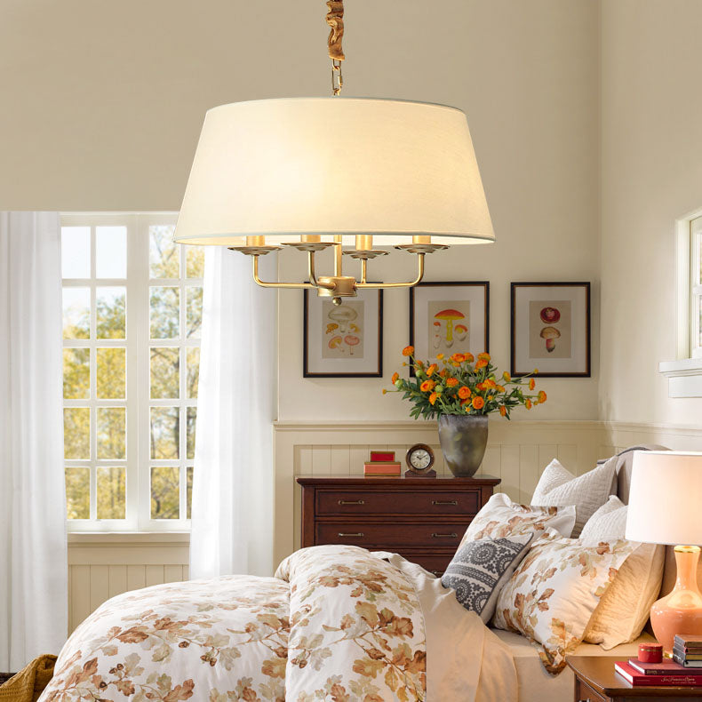 AetherGlow Vintage Design Pendelleuchte | 4-Licht | Klassisches Eisen & Stoff | Für Esszimmer & Wohnzimmer