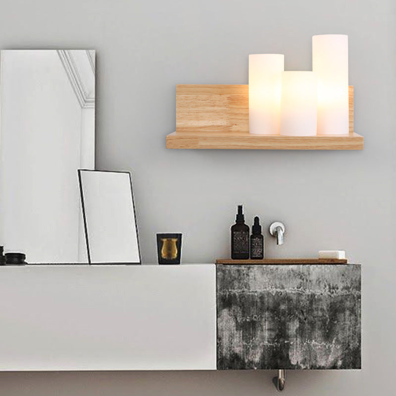 ZenCylin Wandlampe | Japanisches Minimalistisches Design | Holz & Glas | 1-Licht