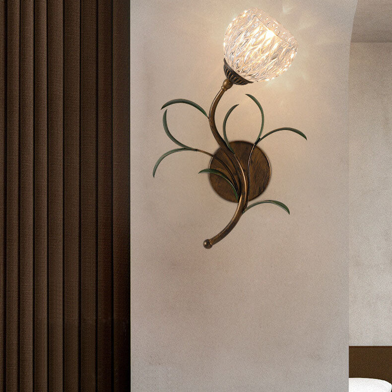 FioroGlass Kunstvolle Glasblüten Wandleuchte | Minimalistisches Design | 1/2 Lichter | Dekoration für Zuhause