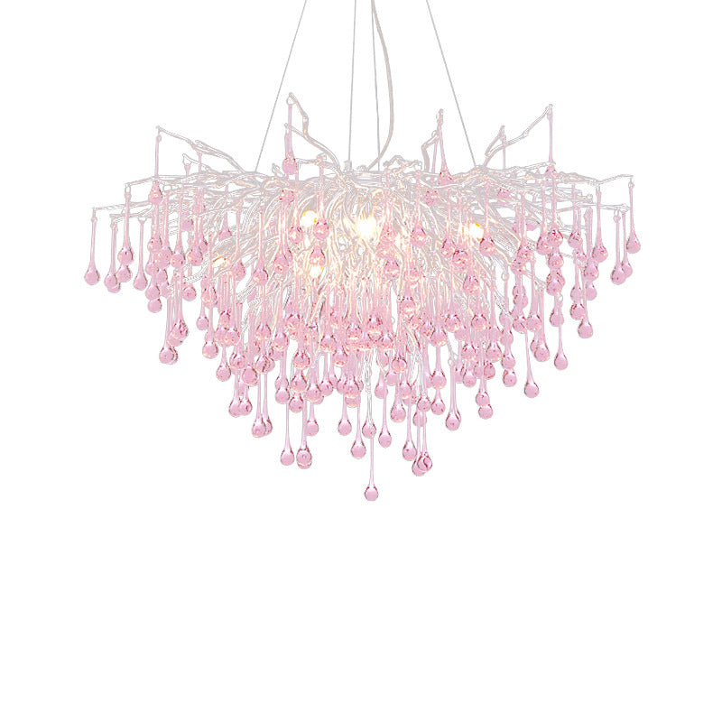 CrystalBliss Luxuriöser Kronleuchter | Glas | Aluminium | 6/8/10/14-Lichter | Zweig-Design | Perfekt für Esszimmer