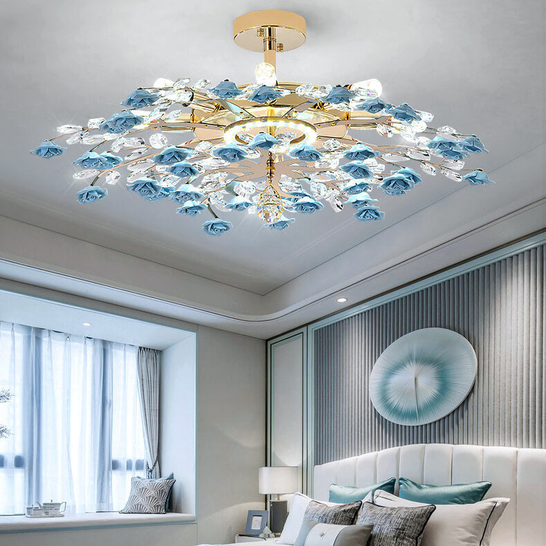 LustraRose Elegance | Keramik Kristall Kronleuchter | 6/7/8-flammig | Luxuriöse Beleuchtung