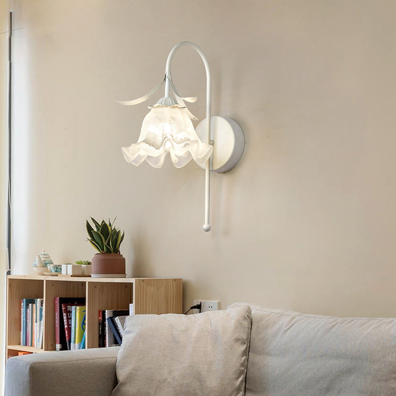 Lunaris Wandlampe Nordic Vintage Design | Kürbisglas | Florales Muster | 1-Flammig | Wandleuchte