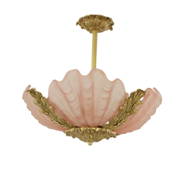 ShellLux Kronleuchter im Art-Deco-Stil | Muschelform mit Messingrahmen | 3/4 Lichter | Für Wohnzimmer