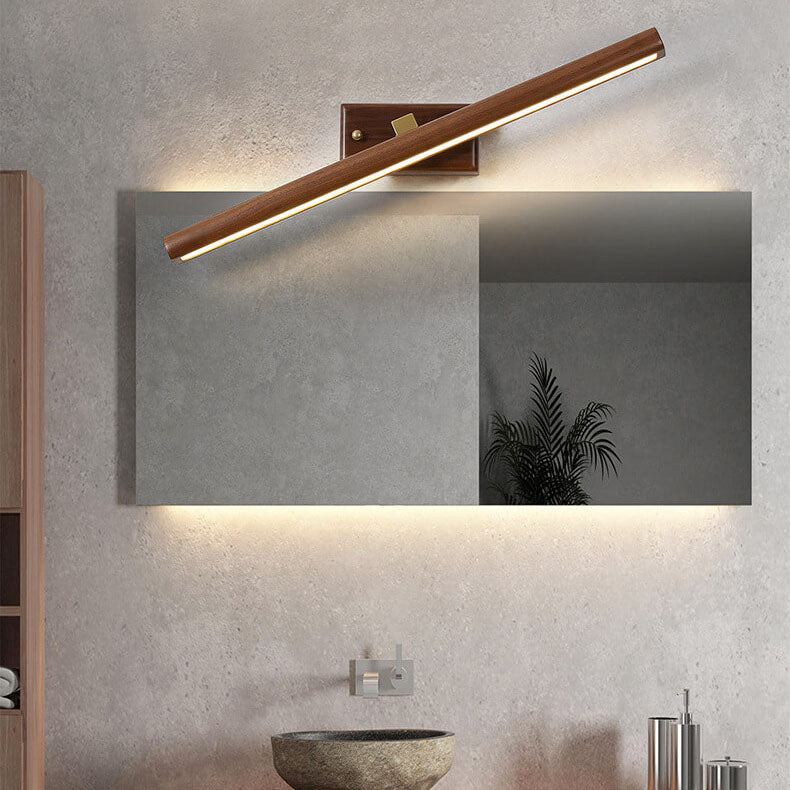 Vionova Nordic Minimalist Walnut Kupfer LED Wandleuchte | Dimmbar | Badezimmer- und Spiegelbeleuchtung | Elegantes Design