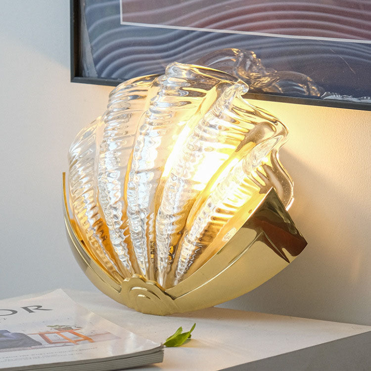Lumova Muschel-Wandleuchte | Art Déco Design | Glas & Messing | Schlafzimmerbeleuchtung