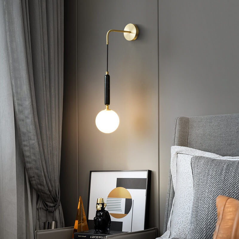 Marbelis Sphere LED Wandleuchte | Moderner Luxus | Marmor-Arm & Kugelschirm | Dekorative Beleuchtung