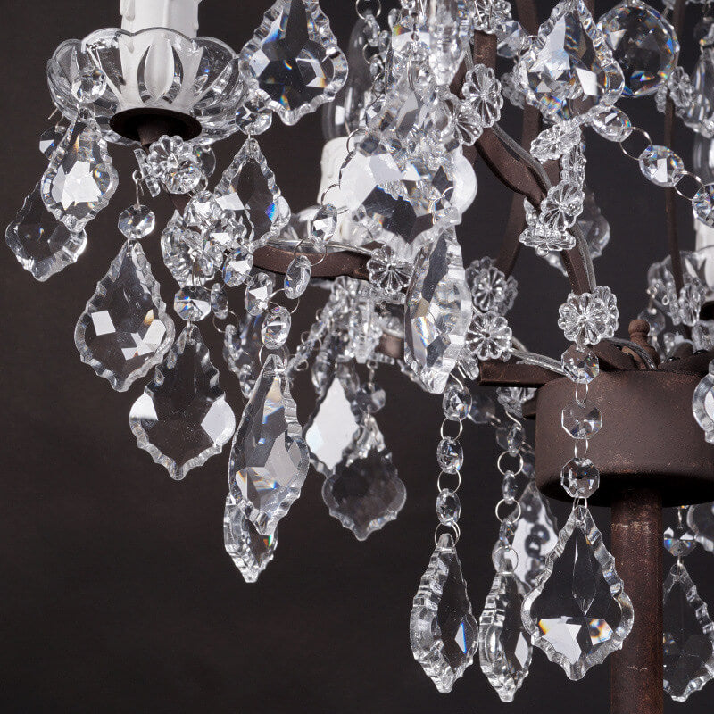 SolisLuxe Vintage Französische Kristall-Kerzenleuchter Tischlampe | 6 Lichter | Rustikale Eleganz | Luxuriöse Wohnzimmerdekoration