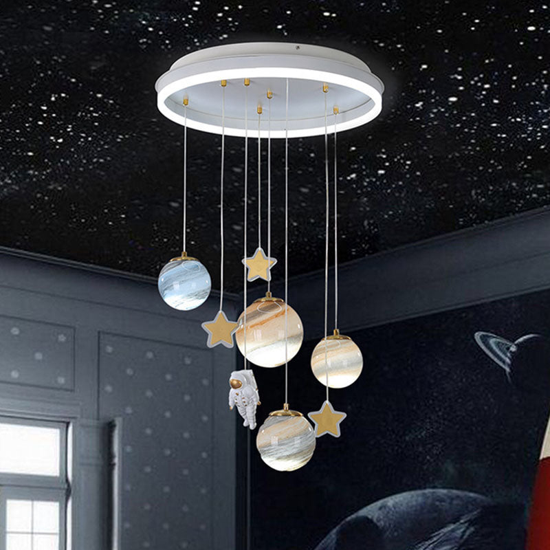 AstroGlow Kinder Deckenleuchte | Skandinavisches Planeten-Design | Acryl & Glas | LED Flush Mount