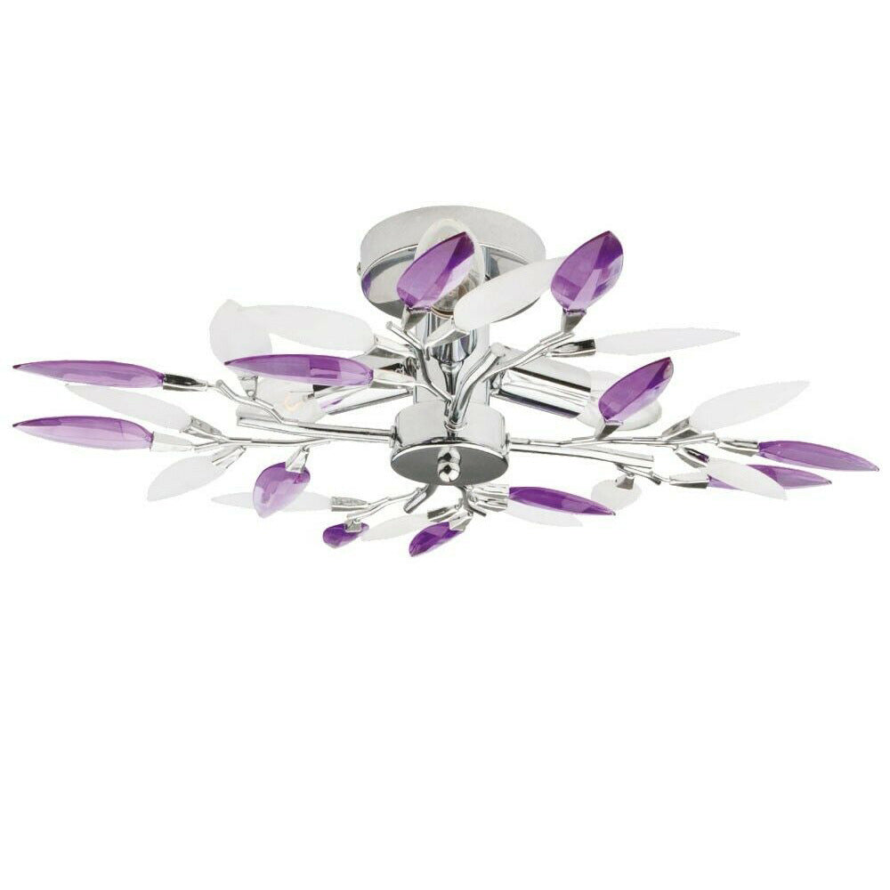 LustroLeaf Crystal Flush Light | Design in Blätter-Optik | 3-Licht-Deckenleuchte | Exklusive Eleganz für Zuhause