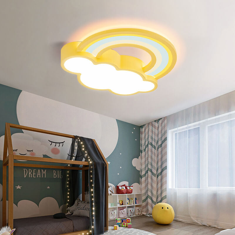 RainbowGlow LED Deckenleuchte | Cartoon Regenbogen & Wolken Design | Kinderzimmer Beleuchtung | Dimmbar