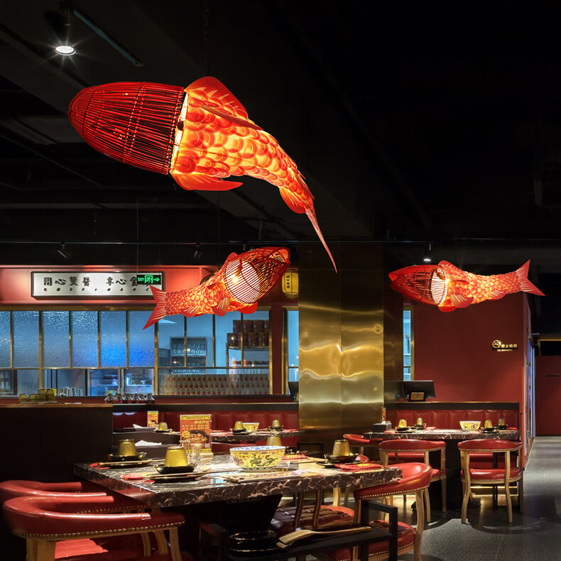 KoiLuxe Chandelier | Traditionelles chinesisches Design | Iron & PVC | Esszimmerbeleuchtung