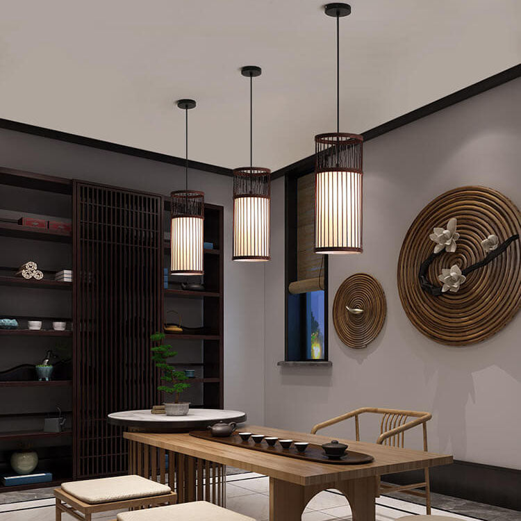 Bambora Zen Pendelleuchte | Handgewebte Bambus-Laterne | Japanisches Design | Natürliche Eleganz