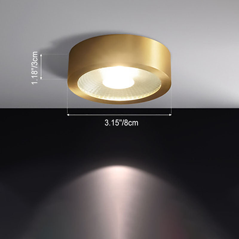 LumaBrass LED Deckenstrahler | Zylindrisches Design | Moderne Flush Mount Beleuchtung | Neutralweiß (4000K)