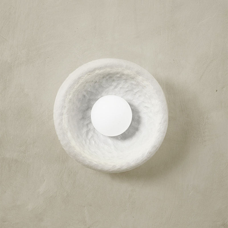 ZenBowl Japanische Wandleuchte | Runde Harz- & Glas-Design | 1-flammig | Traditioneller Stil für Wohnzimmer