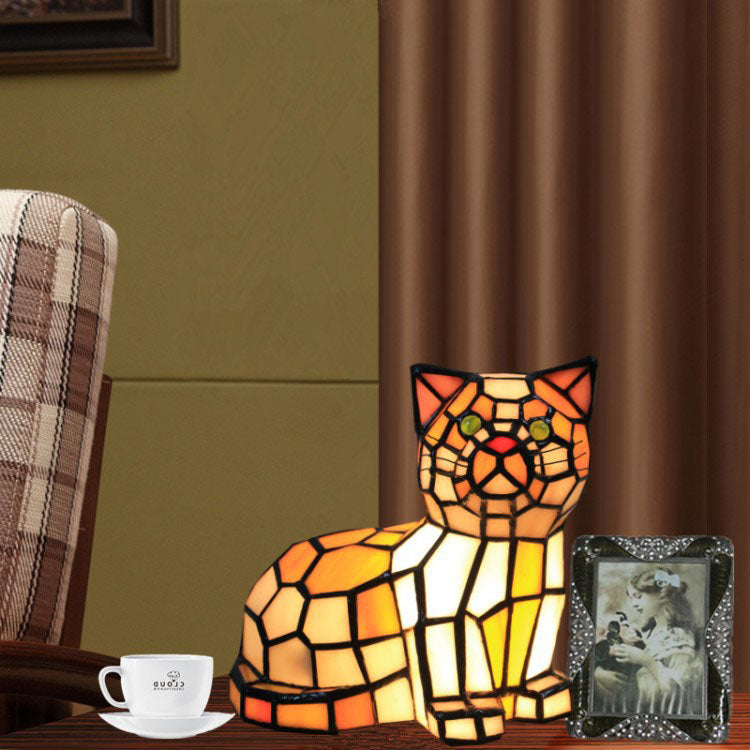 CataLume Tiffany Tischlampe | Buntglas-Design | 1-flammig | Schlafzimmer-Beleuchtung