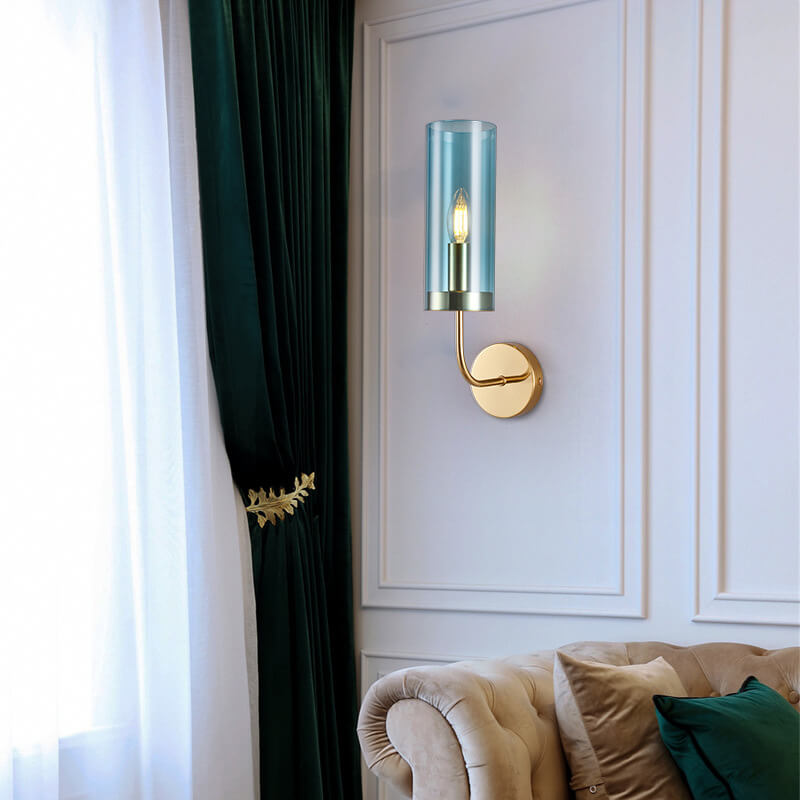 AstraGlas | Glas-Eisen Wandleuchte | 1- oder 2-flammig | Cognac & Hellblau