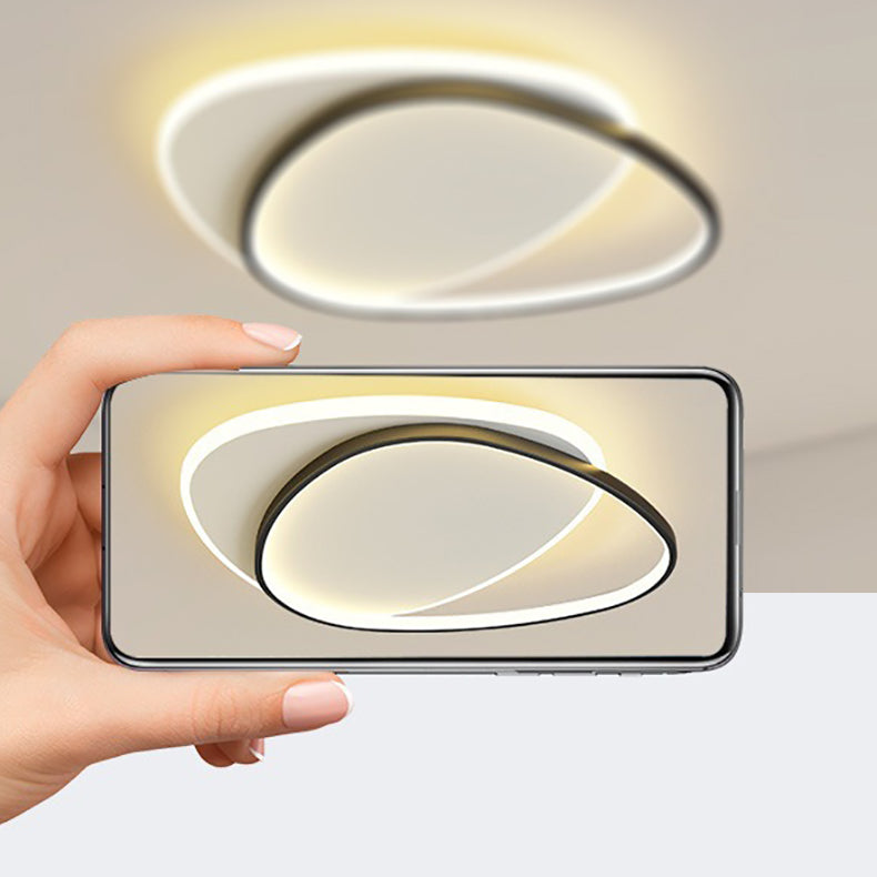 TriLume Minimalistische LED Deckenleuchte | Dreieck-Oval Design | Acryl & Eisen | Warm-/Weißlicht | Wohnzimmerbeleuchtung