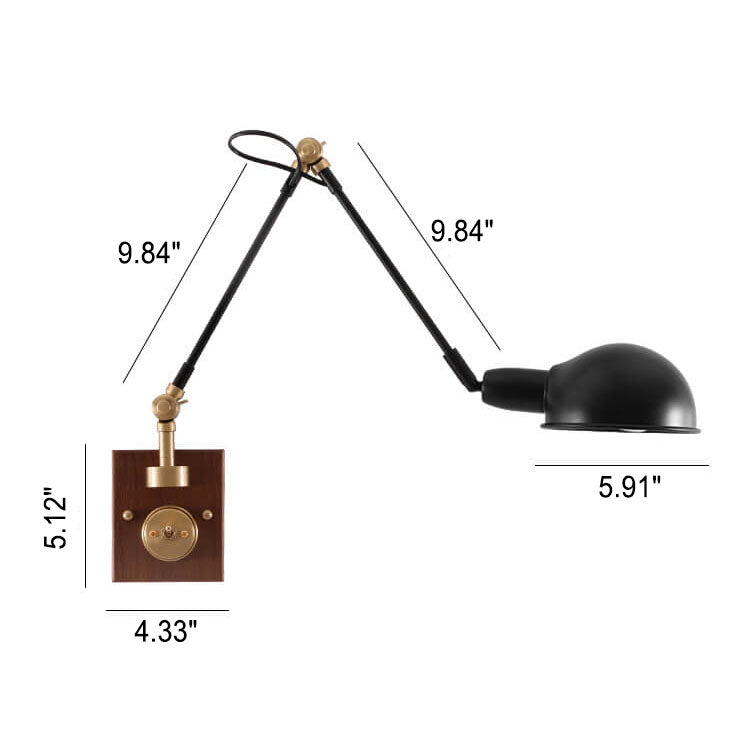 Walvora Vintage Wandlampe | Japanisches Design | Drehbar | Holz & Metall | Wandleuchte für Zuhause