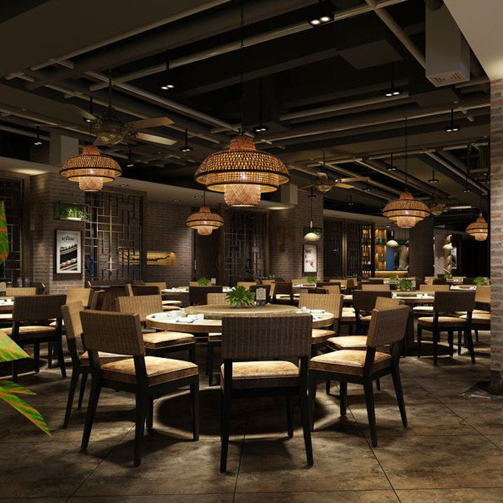 KashiLight Japanische Vintage Bambus-Pendelleuchte | Natürlicher Stil | 1-Flammig