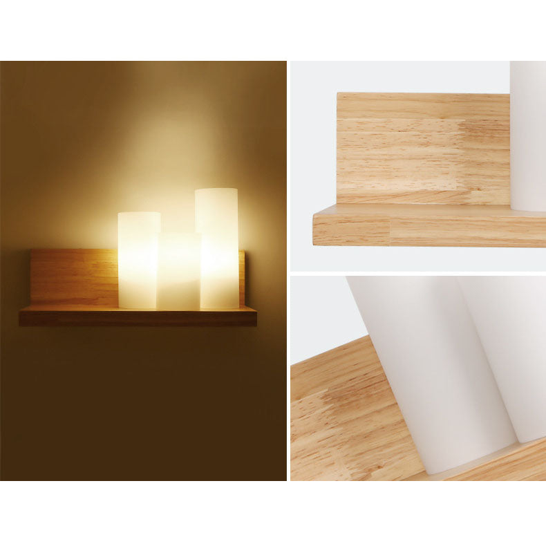 ZenCylin Wandlampe | Japanisches Minimalistisches Design | Holz & Glas | 1-Licht