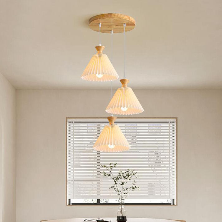 WoodLoom Nordic Pendelleuchte | Faltkegel-Holzdesign | 1/3-flammiger Kronleuchter | Inselbeleuchtung