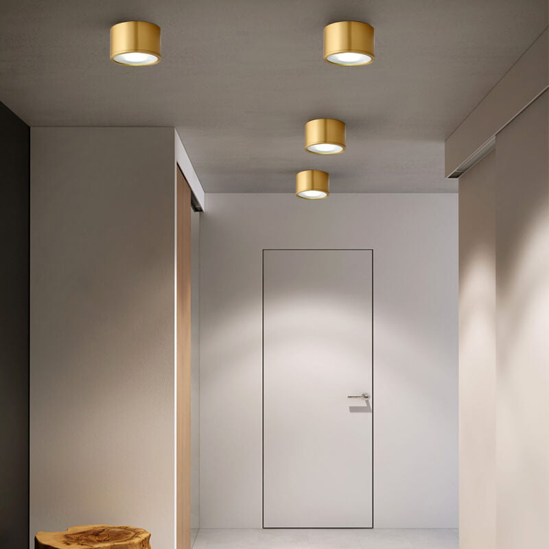 LumaBrass LED Deckenstrahler | Zylindrisches Design | Moderne Flush Mount Beleuchtung | Neutralweiß (4000K)
