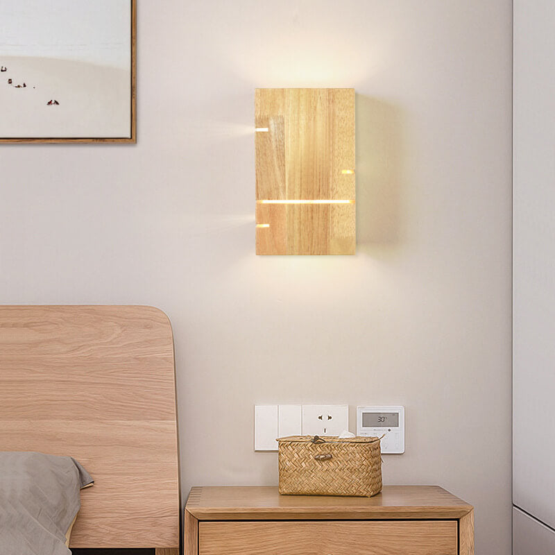 Opalitho Minimalist Design Wandlampe | Japanischer Stil | Holzrahmen | 2-Licht Wandleuchte für Wohnzimmer