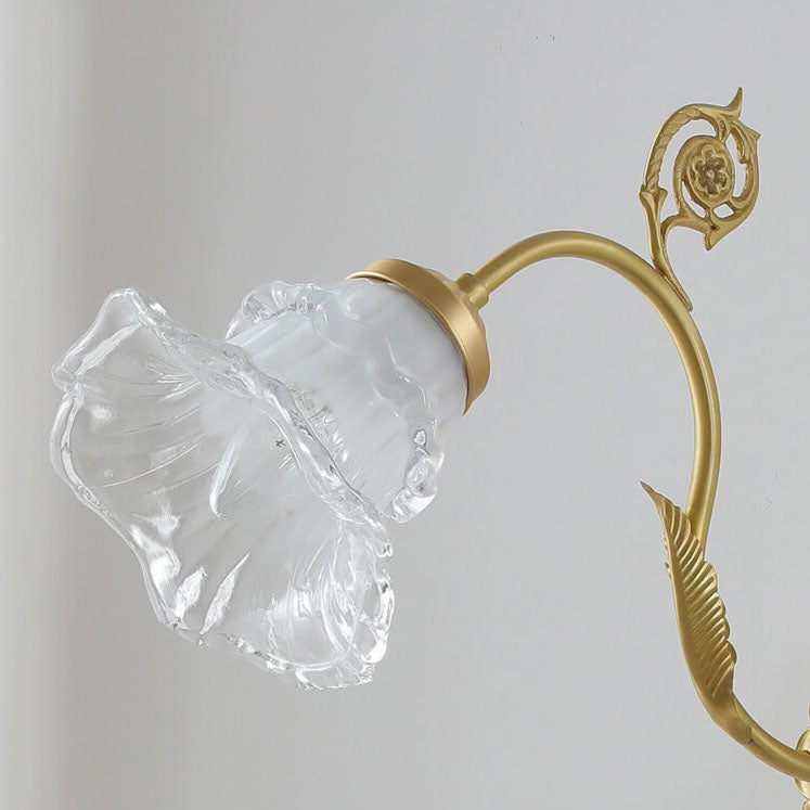 FleurCrest Französische Wandleuchte | Glasblüten-Design aus Kupfer | 1-flammig | Elegantes Licht für Wohnzimmer & Flur