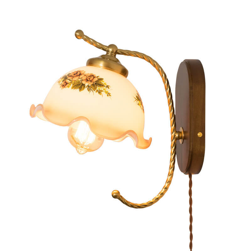 BelleLumière Französische Vintage Wandleuchte | Glas-Petals Design | Elegante Wandlampe | Deko & Beleuchtung
