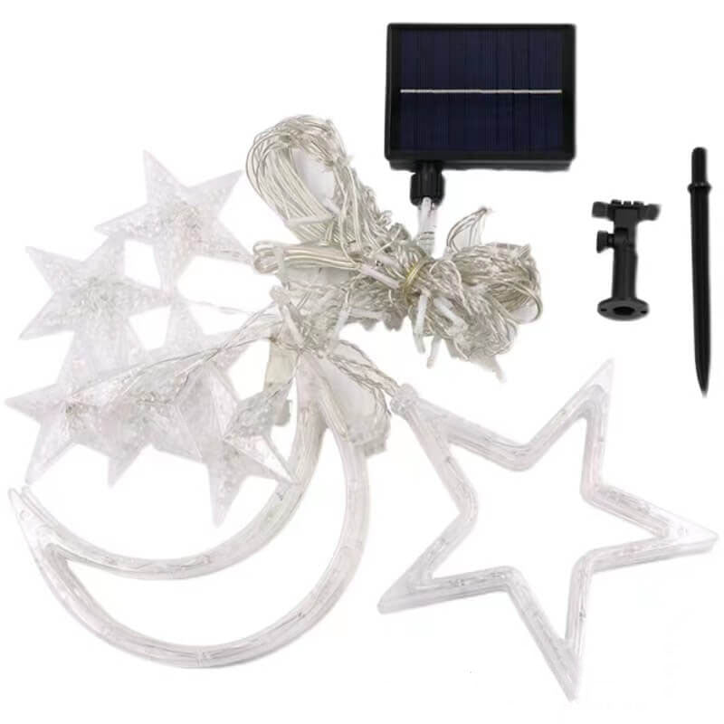 StarLuma SolarCurtain Lichterkette | LED Mond- & Sternendekor | Outdoor Weihnachtsbeleuchtung | Warmweiß oder Farbig
